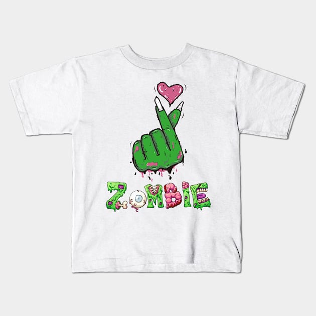 Zombie Kpop Heart Kids T-Shirt by MZeeDesigns